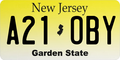 NJ license plate A21OBY