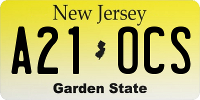 NJ license plate A21OCS