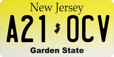 NJ license plate A21OCV