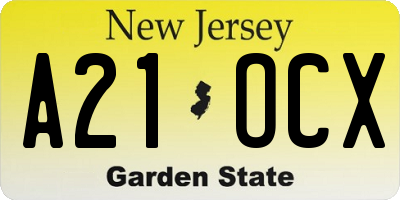 NJ license plate A21OCX