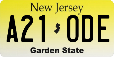 NJ license plate A21ODE