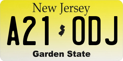 NJ license plate A21ODJ