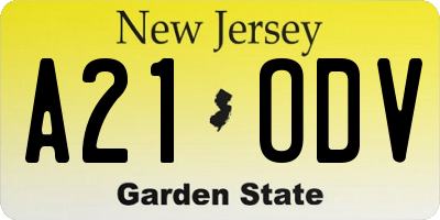 NJ license plate A21ODV