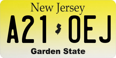 NJ license plate A21OEJ