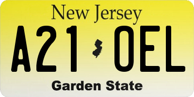 NJ license plate A21OEL