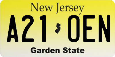 NJ license plate A21OEN