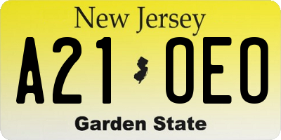 NJ license plate A21OEO