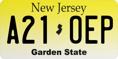 NJ license plate A21OEP