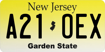 NJ license plate A21OEX