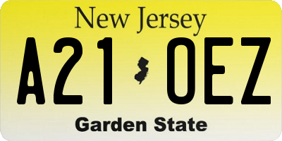 NJ license plate A21OEZ