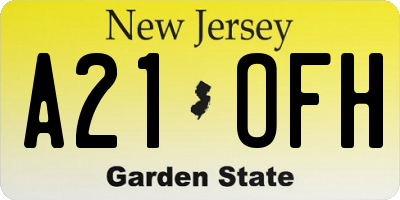 NJ license plate A21OFH