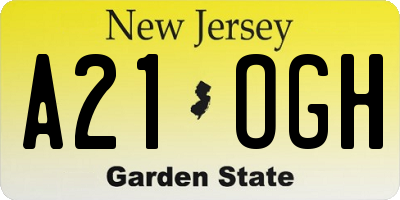 NJ license plate A21OGH