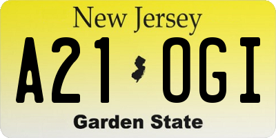 NJ license plate A21OGI