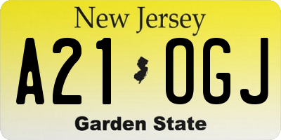 NJ license plate A21OGJ
