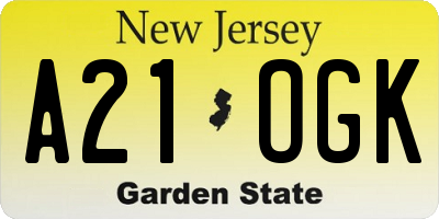 NJ license plate A21OGK