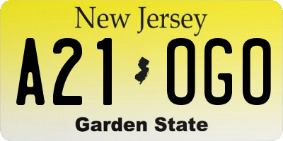 NJ license plate A21OGO