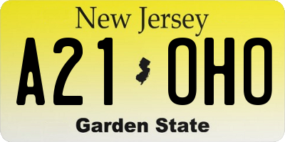 NJ license plate A21OHO