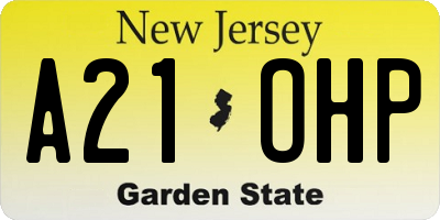 NJ license plate A21OHP
