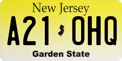 NJ license plate A21OHQ