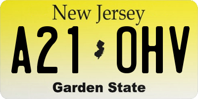 NJ license plate A21OHV