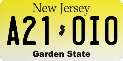 NJ license plate A21OIO