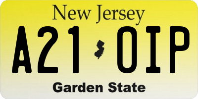 NJ license plate A21OIP
