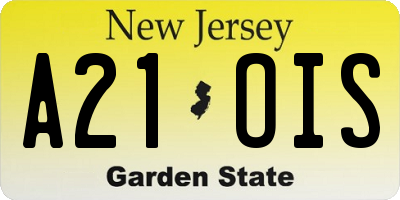NJ license plate A21OIS