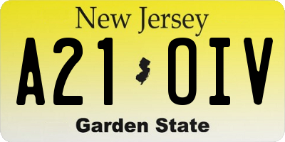 NJ license plate A21OIV