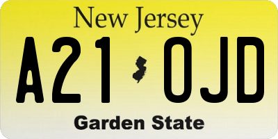 NJ license plate A21OJD
