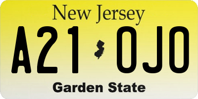 NJ license plate A21OJO