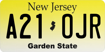 NJ license plate A21OJR
