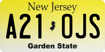NJ license plate A21OJS