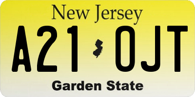 NJ license plate A21OJT