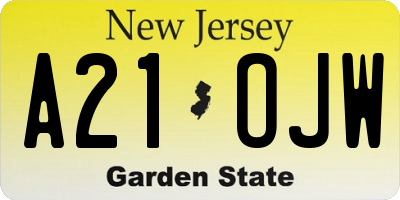 NJ license plate A21OJW