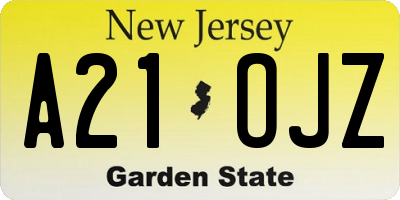 NJ license plate A21OJZ