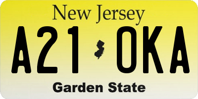 NJ license plate A21OKA