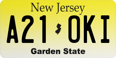 NJ license plate A21OKI