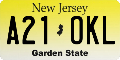 NJ license plate A21OKL