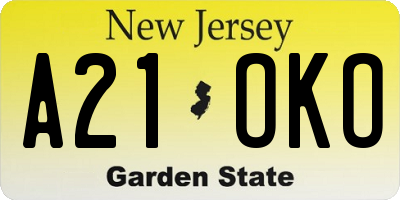 NJ license plate A21OKO