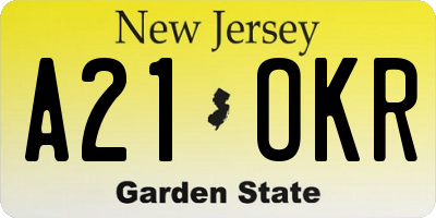 NJ license plate A21OKR