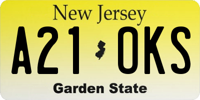 NJ license plate A21OKS