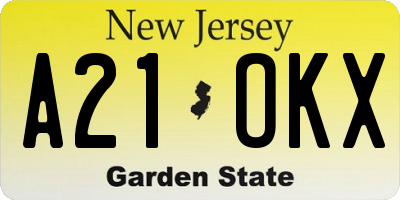 NJ license plate A21OKX