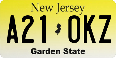NJ license plate A21OKZ