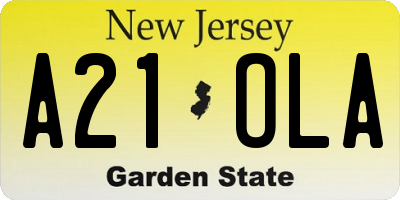 NJ license plate A21OLA