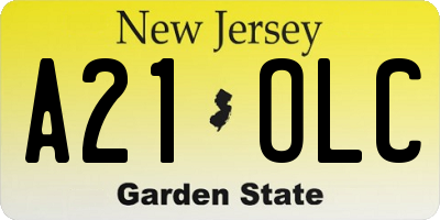 NJ license plate A21OLC