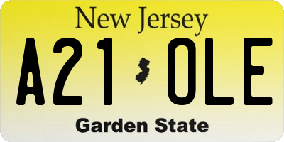 NJ license plate A21OLE