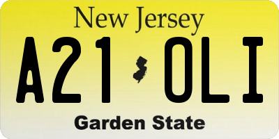 NJ license plate A21OLI