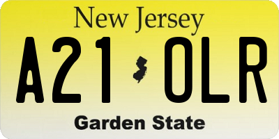 NJ license plate A21OLR