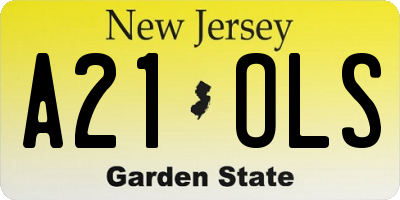 NJ license plate A21OLS