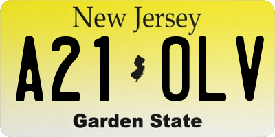 NJ license plate A21OLV
